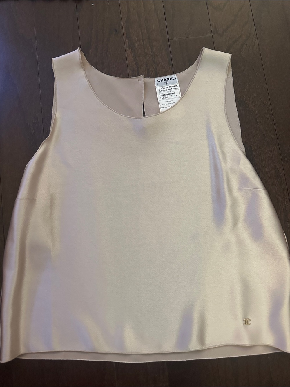 CHANEL champagne gold vintage top with CC logo